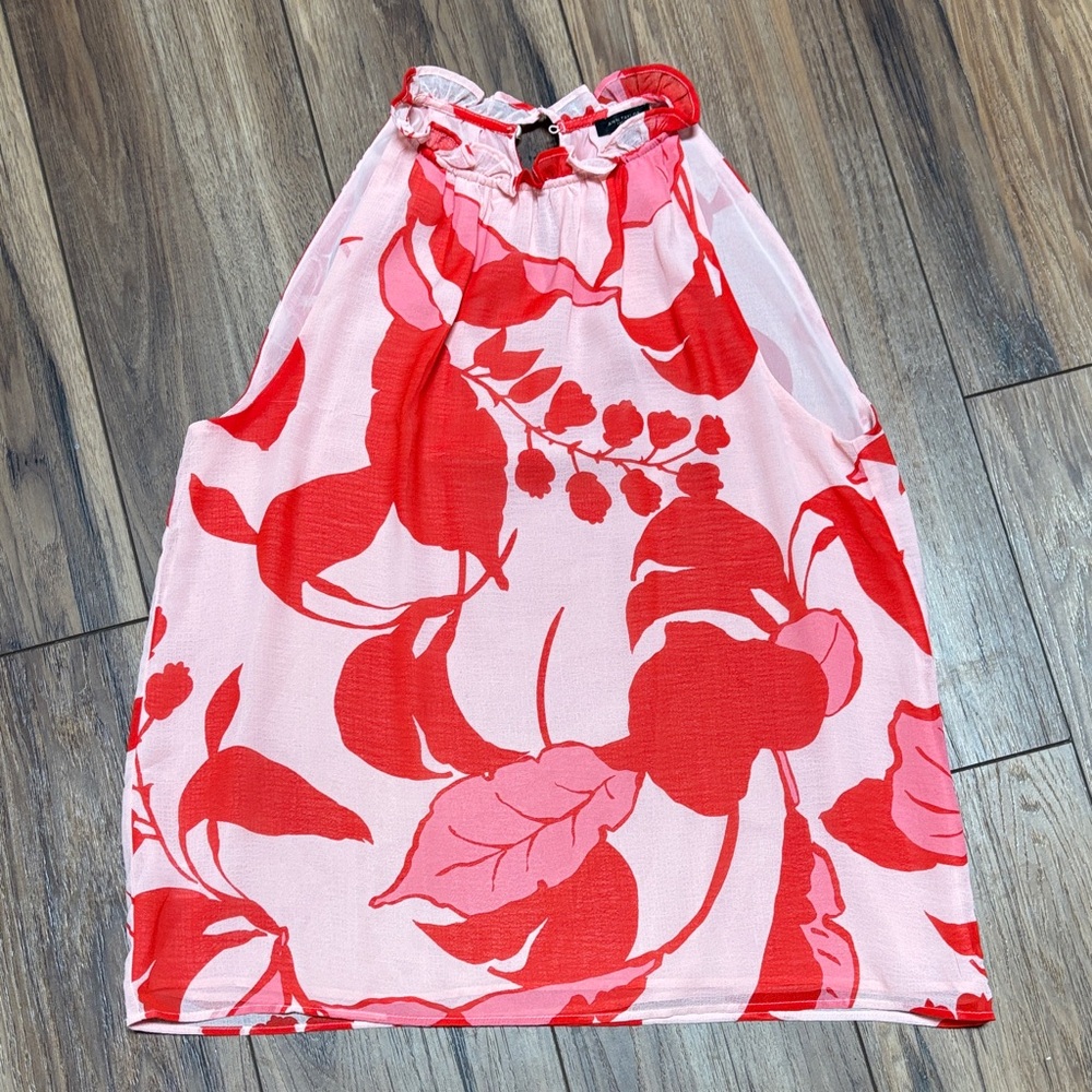 Ann Taylor Red and Pink Halter Top